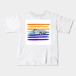 Black vintage car  with colorful gouache painted background Kids T-Shirt